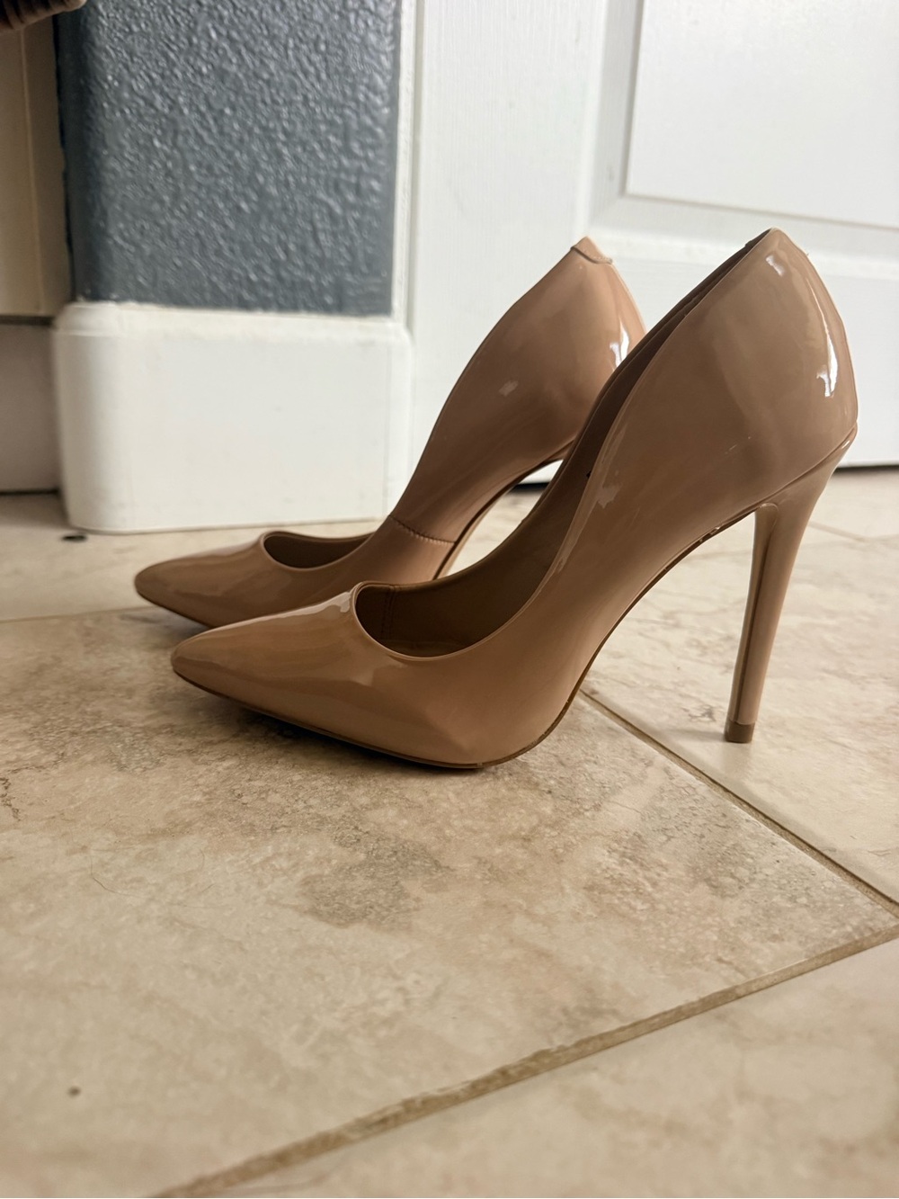 Steve Madden Nude Patent Pointed-Toe Stiletto Pumps